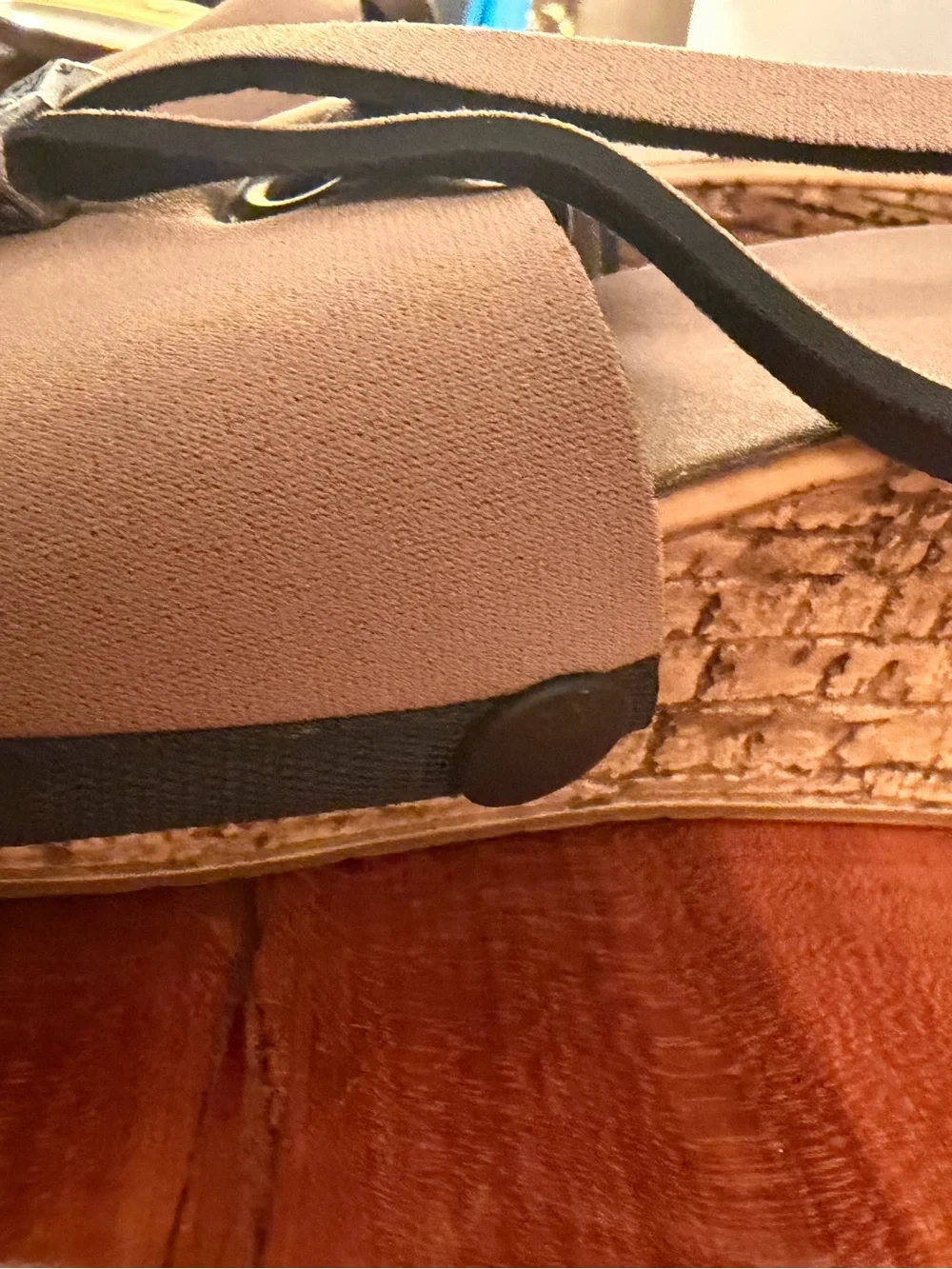 Women's Taupe Wedge Slide Sandals with Cork like Platform
